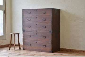 アンティーク家具　☆古いお家の二段重ね時代箪笥(チェスト)