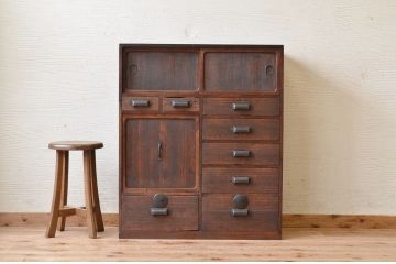 アンティーク家具　多少の傷み有り!!変わり型収納棚
