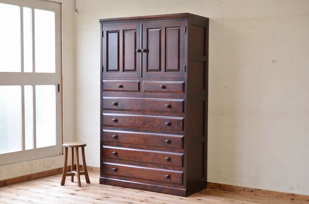 中古　北海道民芸重ねチェスト(箪笥)