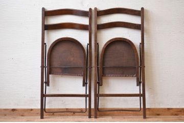 アンティーク家具　イギリスアンティーク　折り畳み式チェア2脚セット(椅子、イス)
