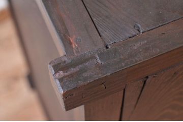 アンティーク家具　前面欅!結霜ガラスアンティーク収納棚(食器棚)