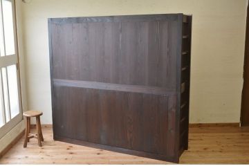 アンティーク家具　明治〜大正時代　丸桟引き戸の変わり型近江水屋箪笥
