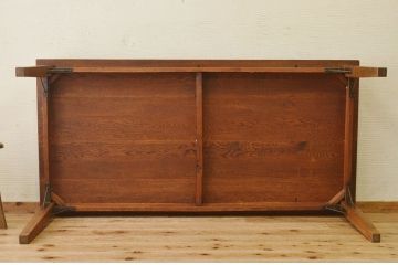 アンティーク家具　1950〜60年代　ナラ材の大きな作業台(ダイニングテーブ)2