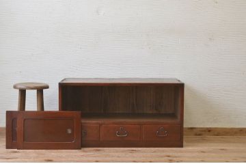アンティーク家具　古民具　骨董　古い欅材の時代箪笥ローボード