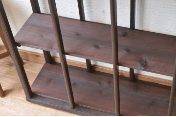 アンティーク家具　古民具　骨董　枠が栗材のシンプルな飾り棚