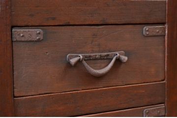 アンティーク家具　明治時代　近江　二段重ね引き出し収納棚(薬箪笥)