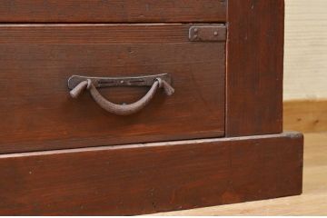 アンティーク家具　明治時代　近江　二段重ね引き出し収納棚(薬箪笥)
