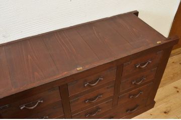 アンティーク家具　明治時代　近江　二段重ね引き出し収納棚(薬箪笥)