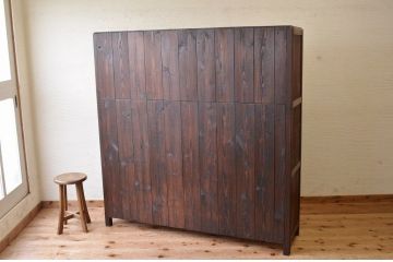 アンティーク家具　特大!結霜ガラスアンティーク下駄箱(収納棚)