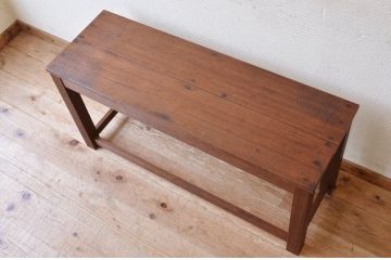 アンティーク家具　古い木のシンプルなアンティークベンチ