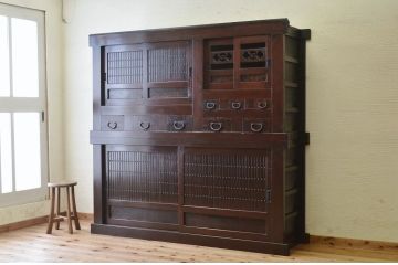 アンティーク家具　明治〜大正　味わい深い六尺水屋箪笥