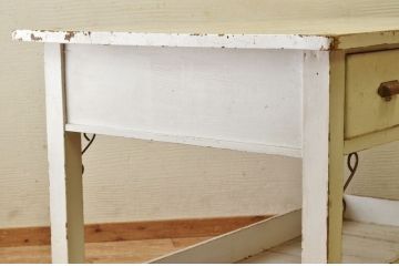 アンティーク家具　白いペイントの両面引き出しアンティーク作業台
