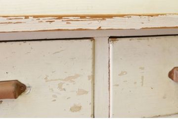 アンティーク家具　白いペイントの両面引き出しアンティーク作業台