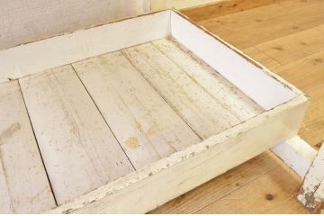 アンティーク家具　白いペイントの両面引き出しアンティーク作業台