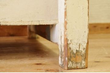 アンティーク家具　白いペイントの両面引き出しアンティーク作業台