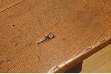 アンティーク家具　重厚!!天板がナラ材の骨太作業台2(ダイニングテーブル)