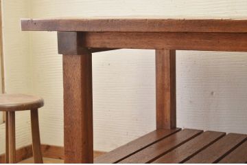 アンティーク家具　重厚!!天板がナラ材の骨太作業台2(ダイニングテーブル)