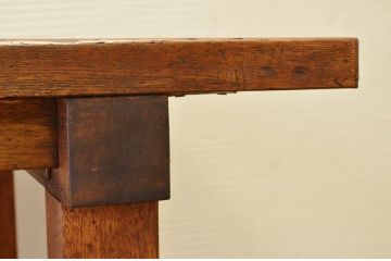 アンティーク家具　重厚!!天板がナラ材の骨太作業台2(ダイニングテーブル)