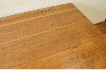 アンティーク家具　重厚!!天板がナラ材の骨太作業台3(ダイニングテーブル)