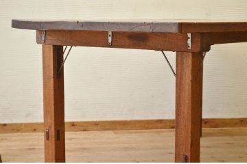 アンティーク家具　重厚!!天板がナラ材の骨太ダイニングテーブル3(作業台)