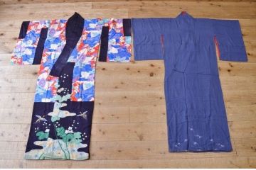 ○明治〜大正　縮緬着物2点(正絹古布)