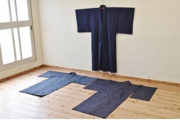 ○古い木綿絣着物3点セット(古布)