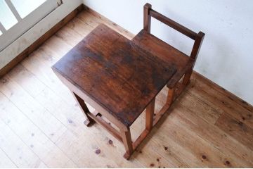 アンティーク家具　希少!古い学校の一体式机(椅子)