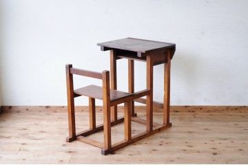 アンティーク家具　希少!古い学校の一体式机(椅子)