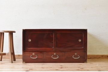 極上美品!古い欅材の漆の綺麗な時代箪笥ローボード