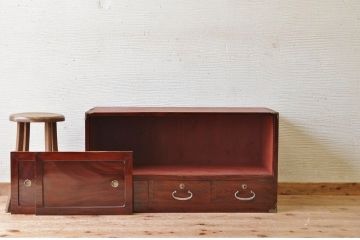 極上美品!古い欅材の漆の綺麗な時代箪笥ローボード