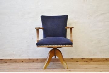アンティーク家具　古いナラ材のアンティーク回転椅子
