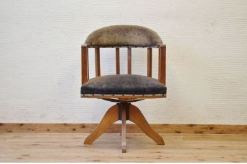 レトロ家具　ジャンク品!ナラ材のレトロな回転いす(椅子)