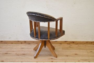 レトロ家具　ジャンク品!ナラ材のレトロな回転いす(椅子)
