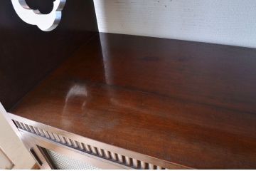 アンティーク家具　特注造り幾何学模様の上質なプレスガラスアンティーク本箱