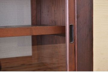 アンティーク家具　希少!古い商家の両面引き戸収納棚(ガラスケース)