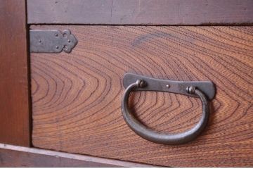 アンティーク家具　希少!古い商家の両面引き戸収納棚(ガラスケース)