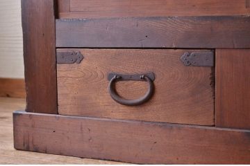 アンティーク家具　希少!古い商家の両面引き戸収納棚(ガラスケース)