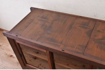 アンティーク家具　希少!古い商家の両面引き戸収納棚(ガラスケース)