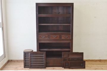 アンティーク家具　古民具　骨董　明治時代二段重ねアンティーク3尺水屋箪笥