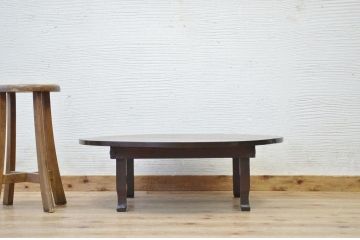 アンティーク家具　使い込まれた丸型アンティークテーブル