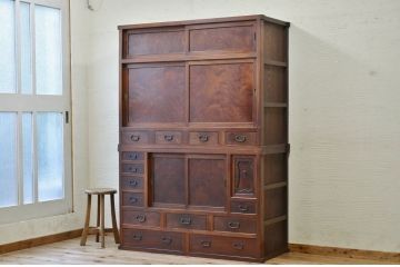 アンティーク家具　特別注文造り　引き戸が入れ替え可能　関東水屋箪笥