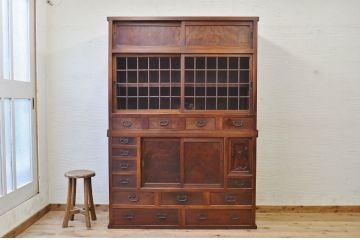 アンティーク家具　特別注文造り　引き戸が入れ替え可能　関東水屋箪笥
