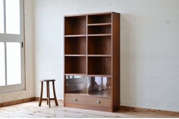 アンティーク家具　引き出し付きアンティーク本棚