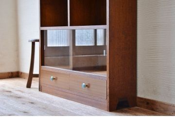 アンティーク家具　引き出し付きアンティーク本棚