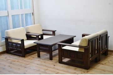 中古　北海道民芸ソファ1脚両肘掛付き2