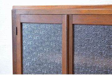 アンティーク家具　古い木のダイヤガラスアンティーク本箱