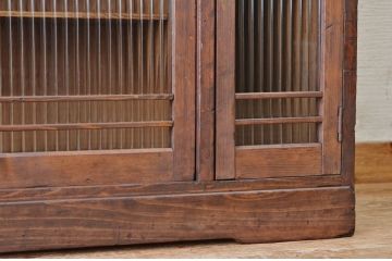 アンティーク家具　モールガラスアンティーク収納棚(下駄箱)