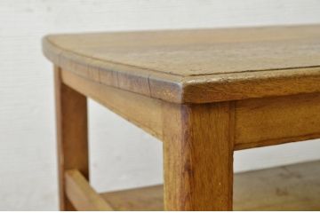 アンティーク家具　★素敵なデザイン!古いナラ材の横長テーブル(作業台、机)
