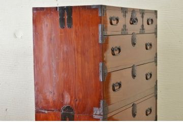 アンティーク家具　☆木目の素晴らしい二段重ね庄内箪笥