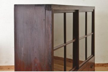 アンティーク家具　古民具　骨董　引き出し付き横長収納棚(食器棚)